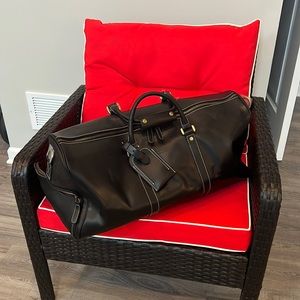 Traveluxe Cowhide Leather Black Duffle Bag